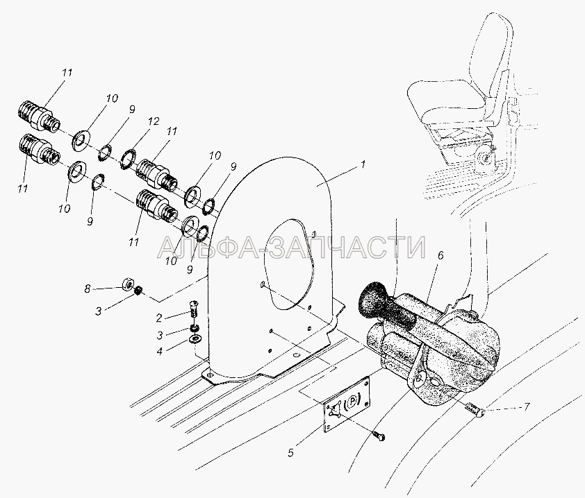 Установка крана тормозного с ручным управлением (404249 Штуцер) 